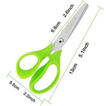 KUONIIY Kids Scissors with Comfort Grip, Blunt Tip 6 Pack