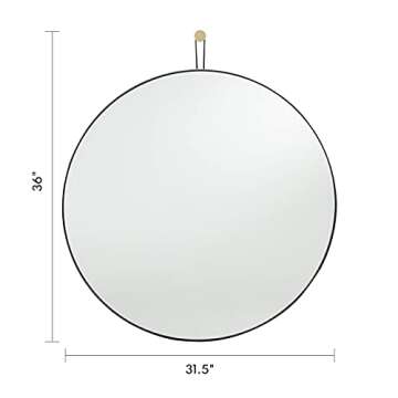 harmati Round Mirror Circle Black - Circular Mirror 31.5 Inch Metal Framed Wall Mounted, Large Hanging Round Wall Mirror Modern Decorative for Bathroom, Living Room, Bedroom, Entryway