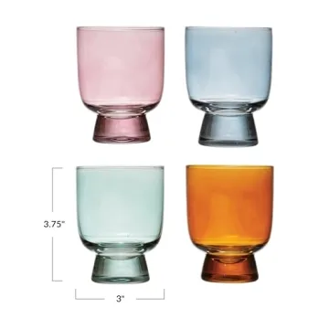 Elegant Creative Co-Op Water Glass Set of 4 Colors
