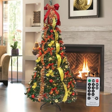 Pre-Lit Christmas Tree with Remote Control and 200 LED Lights