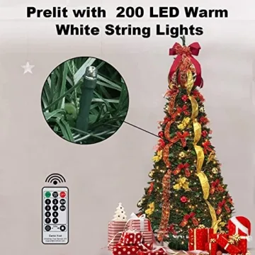 Pre-Lit Christmas Tree with Remote Control and 200 LED Lights