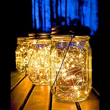 Aikeve 4 Pack Solar Mason Jar Lights for Outdoor Decor