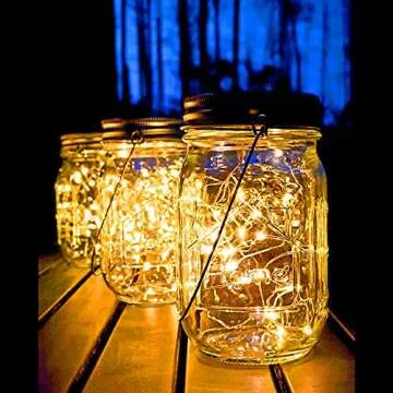 Aikeve 4 Pack Solar Mason Jar Lights for Outdoor Decor