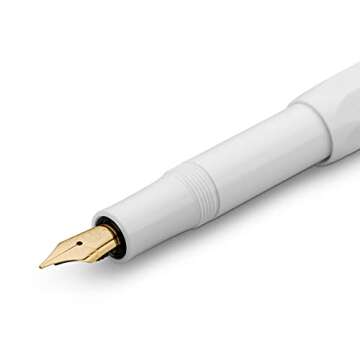 Kaweco CLASSIC SPORT Fountain Pen White with 23 Carat Gold-Plated Steel Nib and Iridium Tip for Ink Cartridges I Sport Fountain Pen 13 cm I Nib: F (Fine)