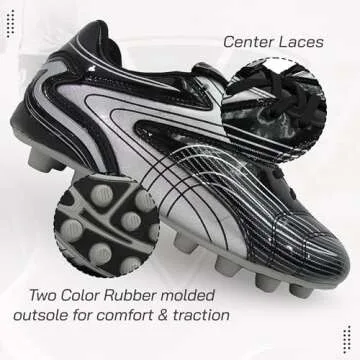 Vizari Striker FG Soccer Shoes for Youth Soccer Players | Black/Silver