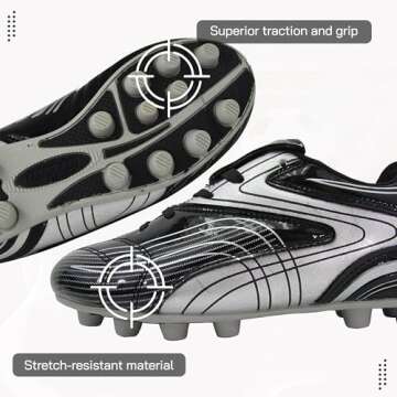 Vizari Striker FG Soccer Shoes for Youth Soccer Players | Black/Silver