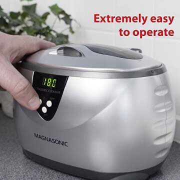Magnasonic Professional Digital Ultrasonic Jewelry Cleaner Machine w/ 8 Oz Gem & Jewelry Cleaner Concentrate Solution for Cleaning Eyeglasses Watches Rings Necklaces Coins Razors Dentures Combs Tools