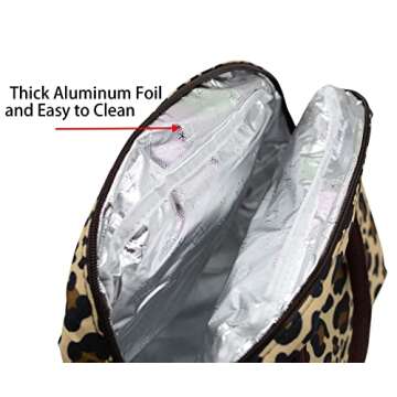 Yansanido 8L Leopard Print Thickened Reusable Insulated Lunch Bag for Women and Men Travel Picnic and Lunch Box