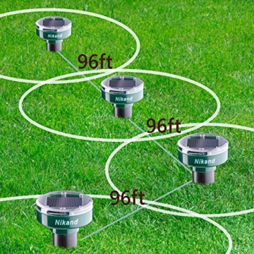 Gopher Repellent Ultrasonic Solar Powered - Mole Repellent Stakes Outdoor Pet Safe - Groundhog Repeller Snake Rodent Gopher Spikes Chaser - Sonic Mole Deterrent Devices (4)