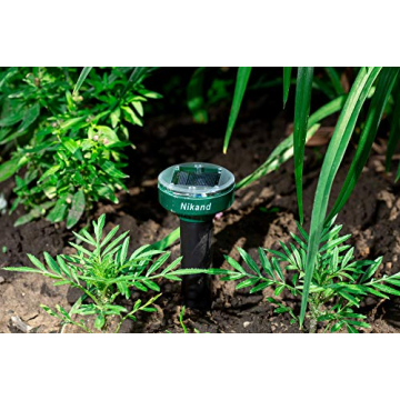 Gopher Repellent Ultrasonic Solar Powered - Mole Repellent Stakes Outdoor Pet Safe - Groundhog Repeller Snake Rodent Gopher Spikes Chaser - Sonic Mole Deterrent Devices (4)