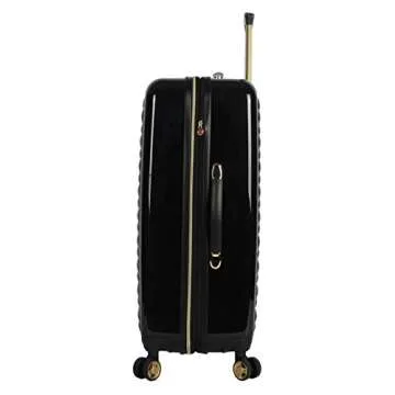 Betsey Johnson Luggage Hardside 3 Piece Set Suitcase With Spinner Wheels (20" 26" 30") (One Size, Heart to Heart Black)