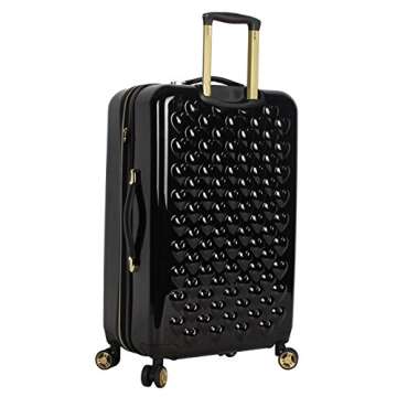 Betsey Johnson Luggage Hardside 3 Piece Set Suitcase With Spinner Wheels (20" 26" 30") (One Size, Heart to Heart Black)