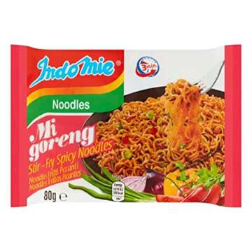 Indomie Mi Goreng Instant Stir Fry Noodles, Halal Certified, Hot & Spicy / Pedas Flavor 2.82 Ounce (...