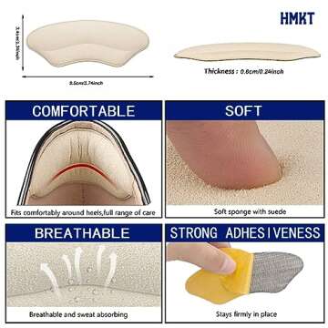 Heel Grips Liner Cushions Inserts for Loose Shoes Heel Pads and Metatarsal Pads for Shoes Too Big Women Men Prevent Heel Pain Blisters (Beige+Black)