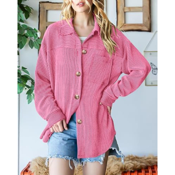PRETTYGARDEN Women's Long Sleeve Shacket Jacket Tops