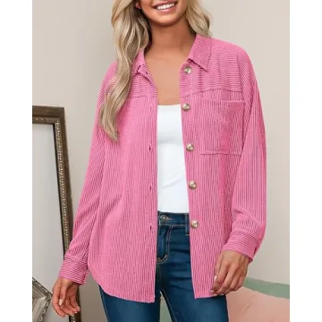 PRETTYGARDEN Women's Long Sleeve Shacket Jacket Tops