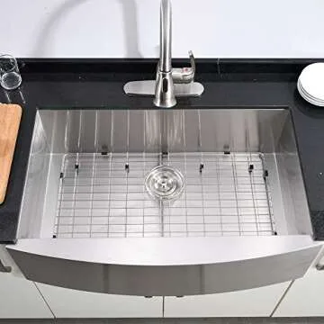 Hotis Commercial Stainless Steel 30 Inch 16 Gauge10 Inch Deep Drop In Undermount Single Bowl Farmhouse Apron Front Kitchen Sink, Deep Basin Sink with Drain and Dish Grid