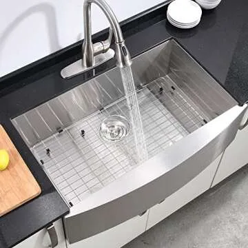 Hotis Commercial Stainless Steel 30 Inch 16 Gauge10 Inch Deep Drop In Undermount Single Bowl Farmhouse Apron Front Kitchen Sink, Deep Basin Sink with Drain and Dish Grid