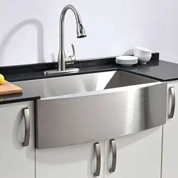 Hotis Commercial Stainless Steel 30 Inch 16 Gauge10 Inch Deep Drop In Undermount Single Bowl Farmhouse Apron Front Kitchen Sink, Deep Basin Sink with Drain and Dish Grid