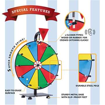 5 in 1 Tabletop Prize Wheel Spinner - 12" Carnival Games Smooth Spinning Wheel for Prizes, Raffle - ...
