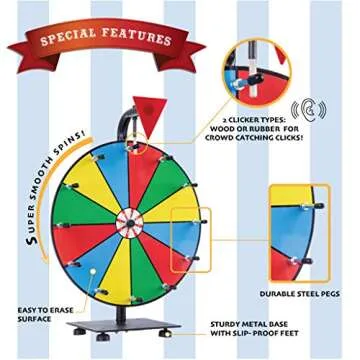 5 in 1 Tabletop Prize Wheel Spinner - 12" Carnival Games Smooth Spinning Wheel for Prizes, Raffle - ...