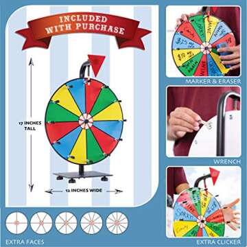 Customizable 5 in 1 Tabletop Prize Wheel Spinner - 12"