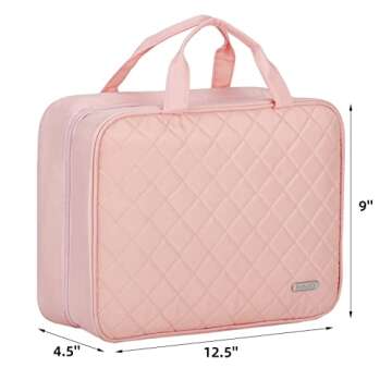 FINDCOZY Extra Large Toiletry Bag with Hanging Hook, Travel Makeup Case for Women, Cosmetic Organizer for Toiletries, Full-Sized Bottles, Beauty