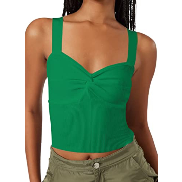 SAFRISIOR Women Sweetheart Neck Twist Knot Crop Top