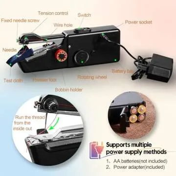 Hand Sewing Machine, Handheld Sewing Machine Mini Portable Cordless, Perfect for Adults, Beginners, Kids DIY, Home and Travel Sewing, Wooden Sewing Box with 153 Sewing Supplies