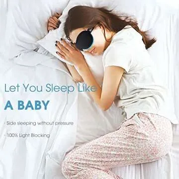 PrettyCare 3D Sleep Mask 2 Pack,Eye Mask for Sleeping 3D Contoured Sleeping Mask Blackout Out Light - Blindfold Airplane with Ear Plugs, Night Masks with Travel Bag (A-Black&Blue)