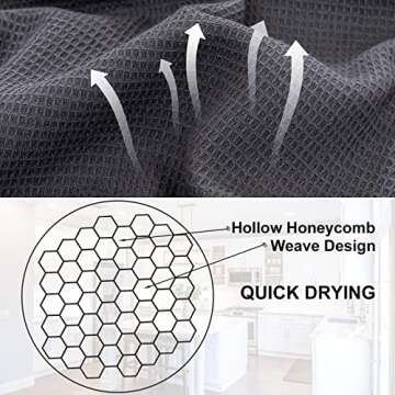 PY HOME & SPORTS Dish Towels Set, 100% Cotton Waffle Weave Kitchen Towels 8 Pieces, Super Absorbent Kitchen Hand Dish Cloths for Drying and Cleaning 17 x 25 Inches