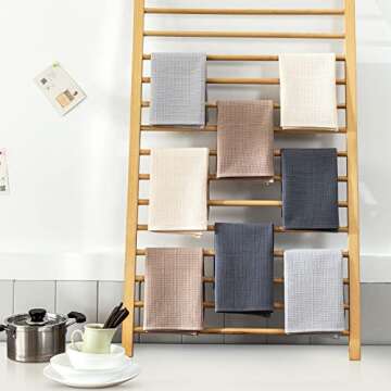 PY HOME & SPORTS Dish Towels Set, 100% Cotton Waffle Weave Kitchen Towels 8 Pieces, Super Absorbent Kitchen Hand Dish Cloths for Drying and Cleaning 17 x 25 Inches