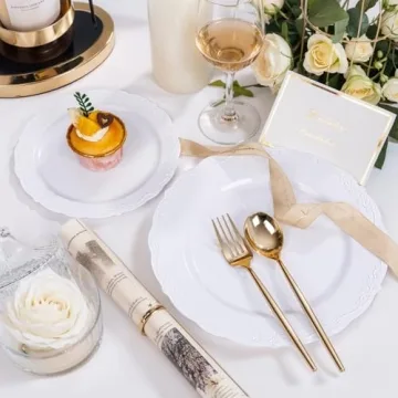 Elegant White Disposable Plastic Plates Perfect for Any Celebration