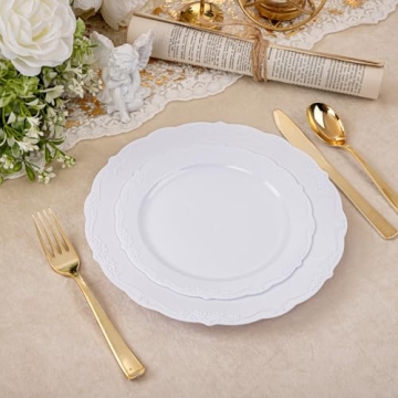 Elegant White Disposable Plastic Plates Perfect for Any Celebration