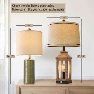 G-SAFAVA 20.25" Small Table Lamps Set of 2 Modern Ceramic Lamps for Living Room Farmhouse Bedside La...