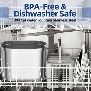 Homtyler Cat Water Fountain - Stainless Steel Design