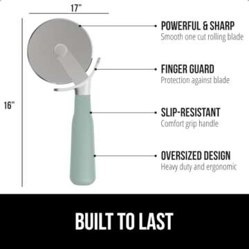 Gorilla Grip Patented Large Pizza Cutter Wheel, 9 Inch, Rust Resistant Sharp Stainless Steel Blade, ...