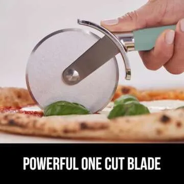 Gorilla Grip Patented Large Pizza Cutter Wheel, 9 Inch, Rust Resistant Sharp Stainless Steel Blade, Comfort Handle, Thumb Guard Protection, Slice Thick or Thin Pizzas, Pie, Pastries in Seconds, Mint