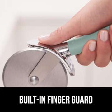 Gorilla Grip Patented Large Pizza Cutter Wheel, 9 Inch, Rust Resistant Sharp Stainless Steel Blade, Comfort Handle, Thumb Guard Protection, Slice Thick or Thin Pizzas, Pie, Pastries in Seconds, Mint