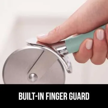 Gorilla Grip Patented Large Pizza Cutter Wheel, 9 Inch, Rust Resistant Sharp Stainless Steel Blade, Comfort Handle, Thumb Guard Protection, Slice Thick or Thin Pizzas, Pie, Pastries in Seconds, Mint