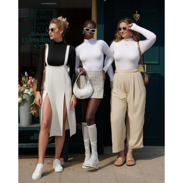 MANGOPOP Women's Mock Turtle Neck Long Sleeve Bodysuit