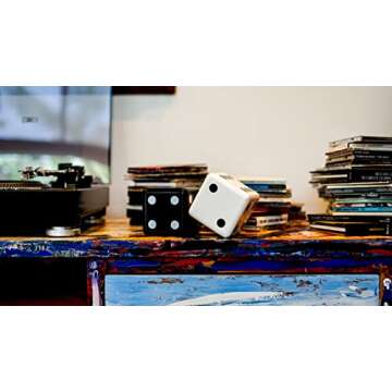 Olivia Martini Jumbo Dice Decor, Set of 2, Natural Wood Decorations with Black and White Colors, Trendy Home Interior Centerpieces for Tables, Mantles, and Shelves