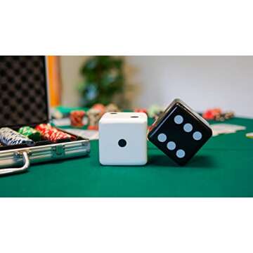 Olivia Martini Jumbo Dice Decor, Set of 2, Natural Wood Decorations with Black and White Colors, Trendy Home Interior Centerpieces for Tables, Mantles, and Shelves