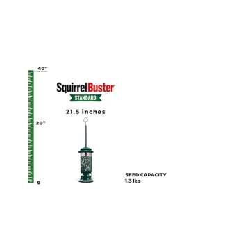 Squirrel Buster Standard Squirrel-proof Bird Feeder w/4 Metal Perches, 1.3-pound Seed Capacity, gard...