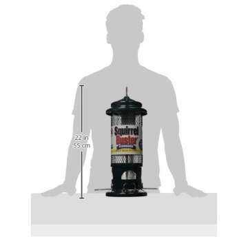 Squirrel Buster Standard Squirrel-proof Bird Feeder w/4 Metal Perches, 1.3-pound Seed Capacity, garden green