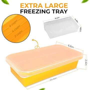 Large Silicone Freezer Containers - 6 Cup BPA Free Food Storage