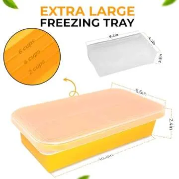Large Silicone Freezer Containers - 6 Cup BPA Free Food Storage