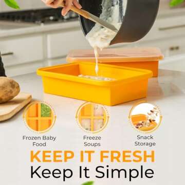 Large Silicone Freezer Containers - 6 Cup BPA Free Food Storage