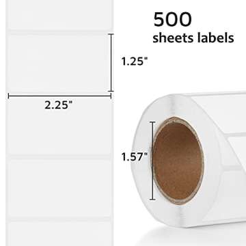 OFFNOVA 2.25” x 1.25” Thermal Direct Labels, Roll of 500 Sheets Personalized Sticker Labels, Prints Out Turquoise Blue Letters and Patterns
