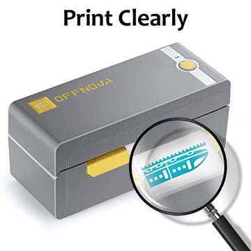 OFFNOVA 2.25” x 1.25” Thermal Direct Labels, Roll of 500 Sheets Personalized Sticker Labels, Prints Out Turquoise Blue Letters and Patterns